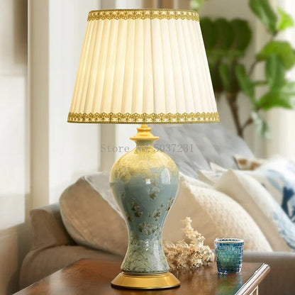 DecorBites™ Country Ceramic Table Lamp for Eye Protection, Bedroom Decor & Study