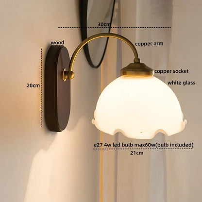 Decorbites™ Eisen-Glas-LED-Wandleuchten Moderne Nachttischlampe 4W Glühbirne für Badezimmer Schlafzimmer Wohnzimmer