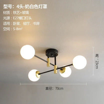 DecorBites™ Glass Ball LED Chandelier Ceiling Light for Living Room and Kitchen