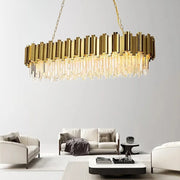 Gold Crystal LED Pendant 18-Light 2-Tier Design