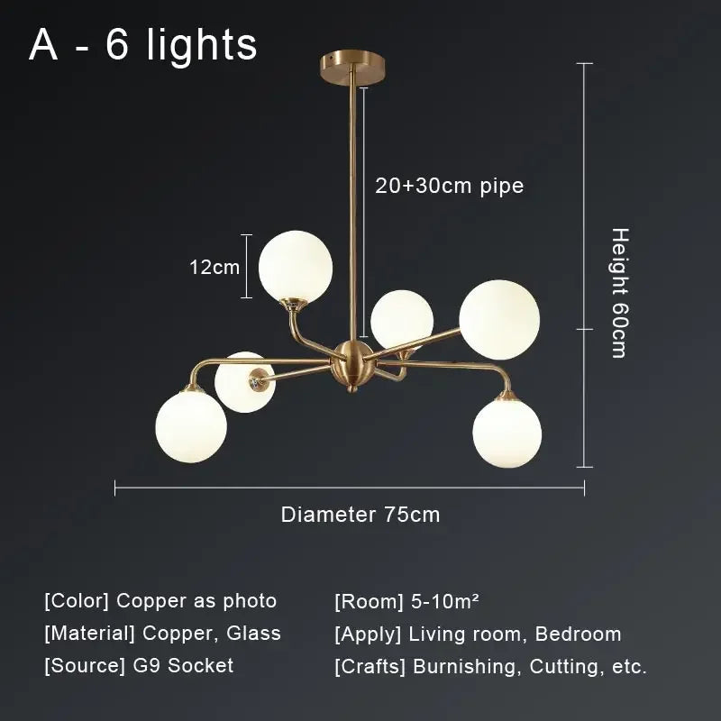 DecorBites™ Copper Ceiling Chandelier for Home Decor Lighting