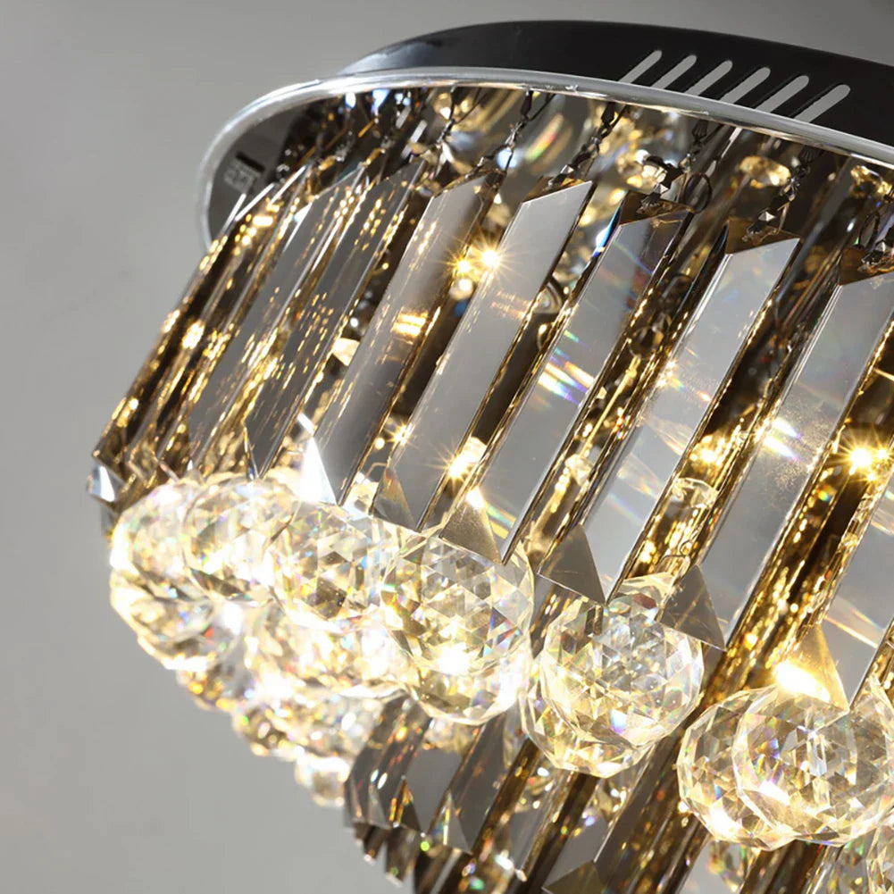 Decorbites™ Kristall-LED-Kronleuchter: Moderne rauchgraue klare Kristallbeleuchtung für große Wohnzimmer