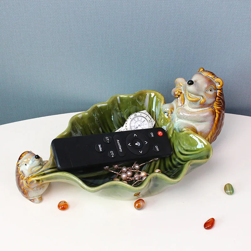 Decorbites™ Igel Keramik Obstteller: Handgefertigtes Tier-Schmucktablett & Aufbewahrungsbehälter