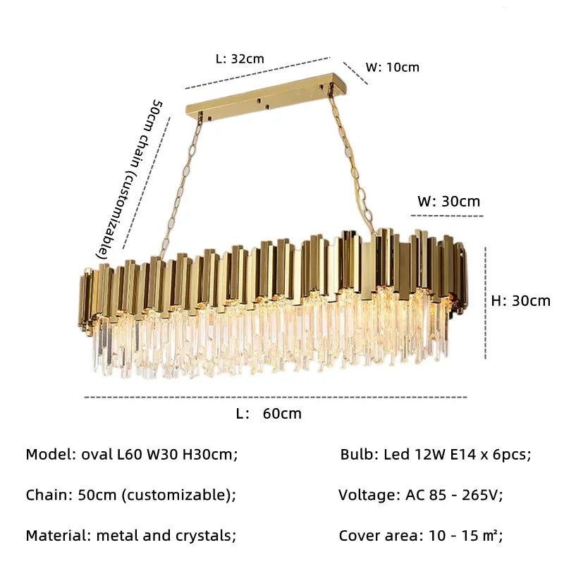 Gold Crystal LED Pendant 18-Light 2-Tier Design