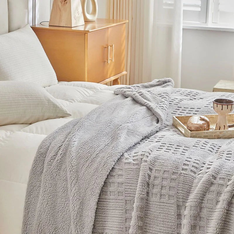 Decorbites™ Zweilagige Korallenfleece-Decke: Hochwertig, einfarbig, gemütliche Lammwolle für Bett, Sofa