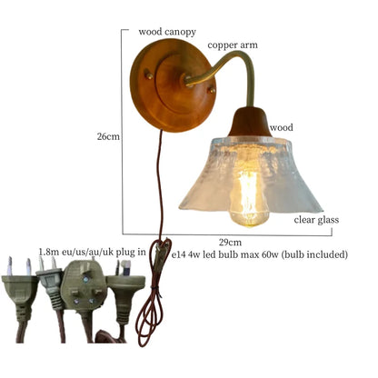 Decorbites™ Französische Vintage Kupferglas LED Wandleuchte für Schlafzimmer Wohnzimmer Spiegel