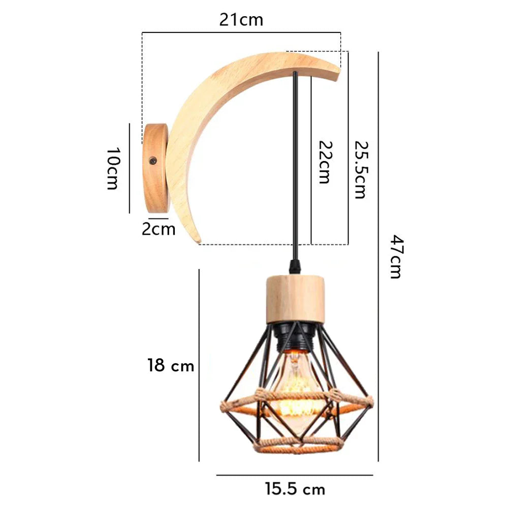 Decorbites™ Loft Amerikanisches Eisenholz Wandarmleuchte Vintage Käfigschutz Lampenschirm Armatur