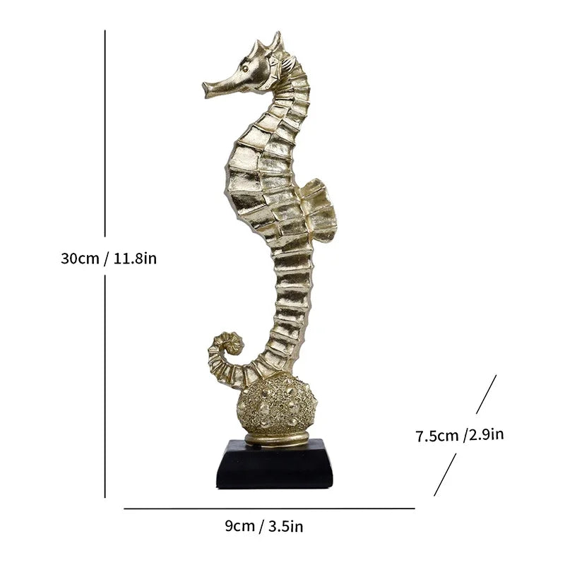 Decorbites™ Vergoldete Meerjungfrau-Statue Harz-Skulptur Raumdekoration Meeresorganismus-Ornament