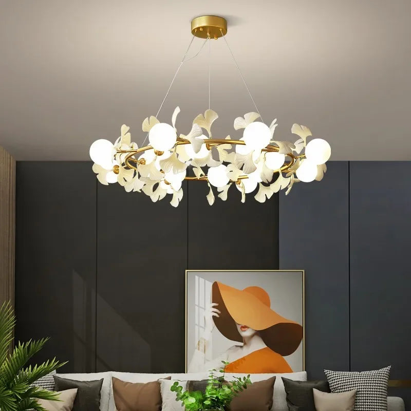 Decorbites™ Gingko-Blatt-Zweig LED-Deckenleuchter für modernes Wohnzimmer und Schlafzimmer