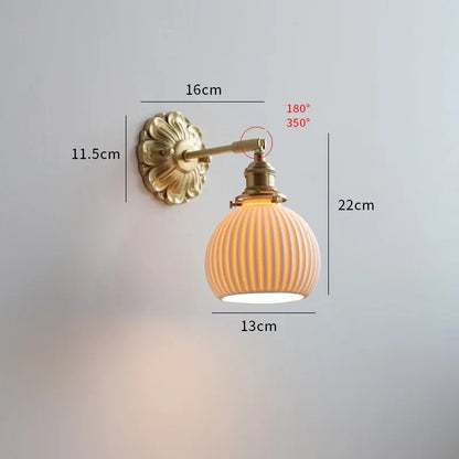 Decorbites™ Grüne Glas-LED-Wandleuchte mit Kupferbasis für Schlafzimmer und Wohnzimmer