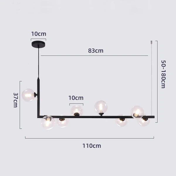 Decorbites™ Glas Schwarz Kronleuchter Pendellampe Nordisch Modern Wohnzimmerleuchte