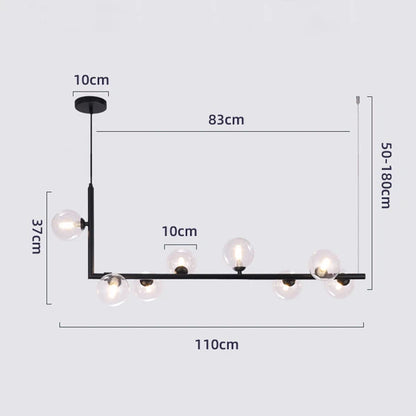 Decorbites™ Glas Schwarz Kronleuchter Pendellampe Nordisch Modern Wohnzimmerleuchte