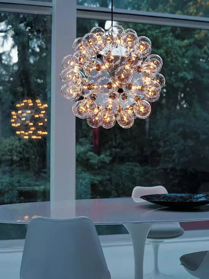 DecorBites™ Glass Dandelion G4 LED Chandelier - Gold Chrome Black Hardware