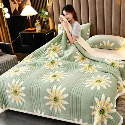 DecorBites™ Cozy Milk Velvet Blanket - 3 Layer Warmth & Fluffy Weighted Blanket