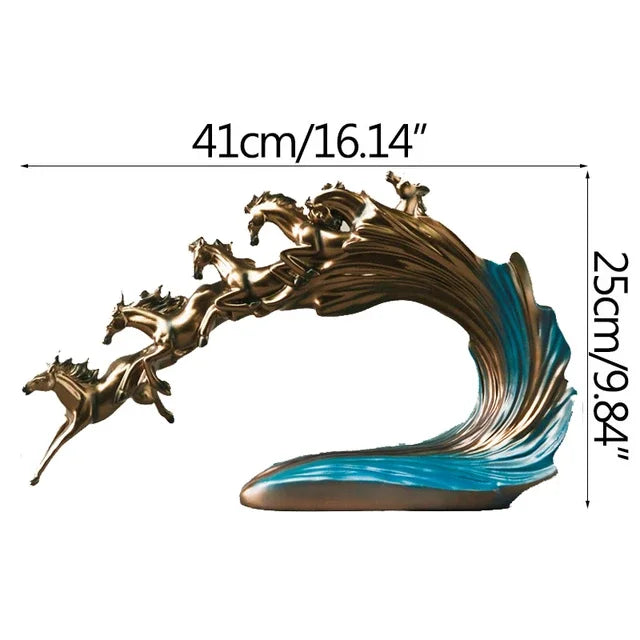 Decorbites™ Galoppierendes Pferd Luxus-Skulptur: Elegante Dekoration für Büro, Wohnzimmer & Geschäft.