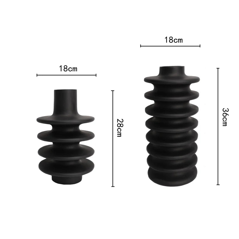 DecorBites™ Geometric Circle Spiral Black Resin Vase - Home Decor Flower Pot