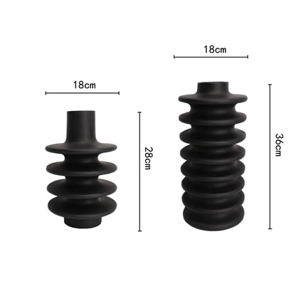 DecorBites™ Geometric Circle Spiral Black Resin Vase - Home Decor Flower Pot