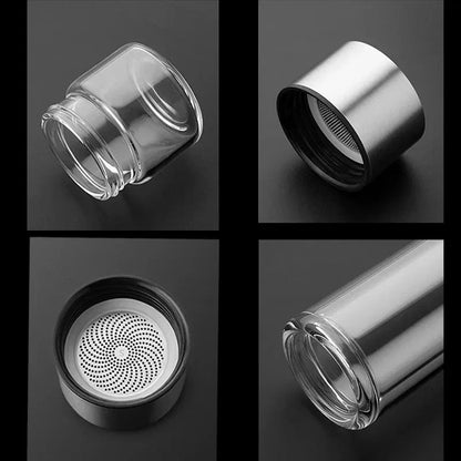 DecorBites™ 400ML Double-Layer Glass Tea Infuser Bottle - High Borosilicate Tumbler Set