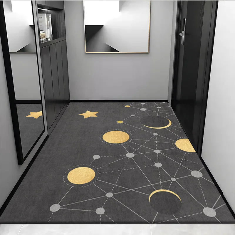 Decorbites™ Grauer Kristall-Samt-Eingangs-Teppich – Luxuriöse Saugfähigkeit, rutschfest, leicht zu reinigen Wohnzimmerteppich