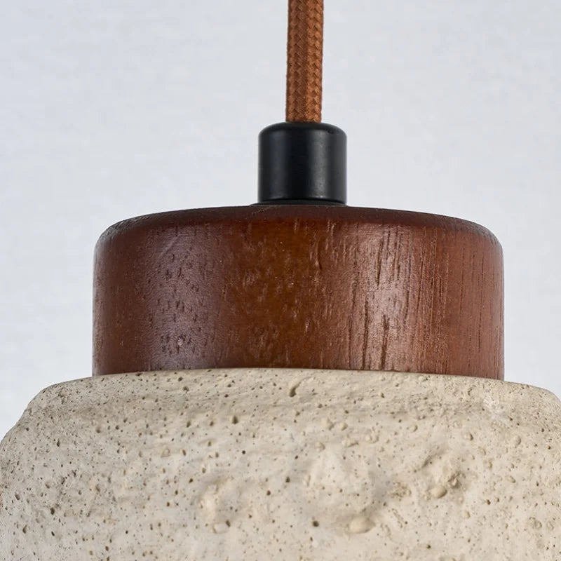 Decorbites™ Japanischer Stil LED-Hängeleuchten mit Holz-Baldachin und Zement-Lampenschirm