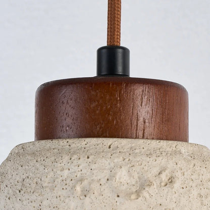 Decorbites™ Japanischer Stil LED-Hängeleuchten mit Holz-Baldachin und Zement-Lampenschirm