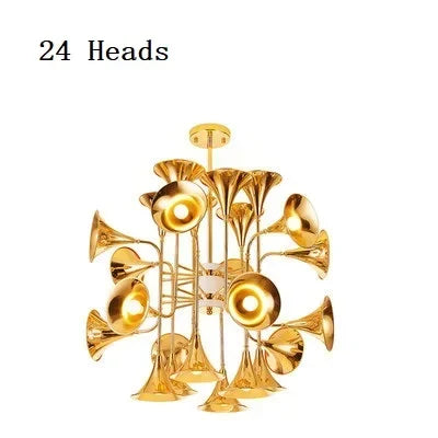 Decorbites™ Gold Trompetten-Anhänger-Kronleuchter | Modern Retro Vintage Horn Stehlampe
