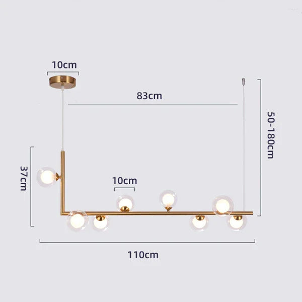Decorbites™ Glas Schwarz Kronleuchter Pendellampe Nordisch Modern Wohnzimmerleuchte