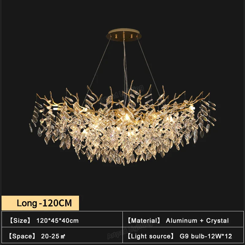 Gold Branch Crystal Chandelier Round150cm