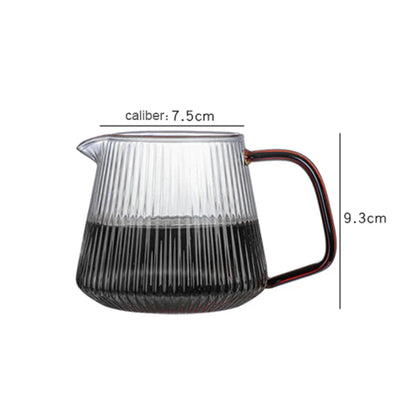 Decorbites™ Glas-Kaffeekanne mit V-förmiger Tülle und vertikalen Streifen, 350 ml/500 ml