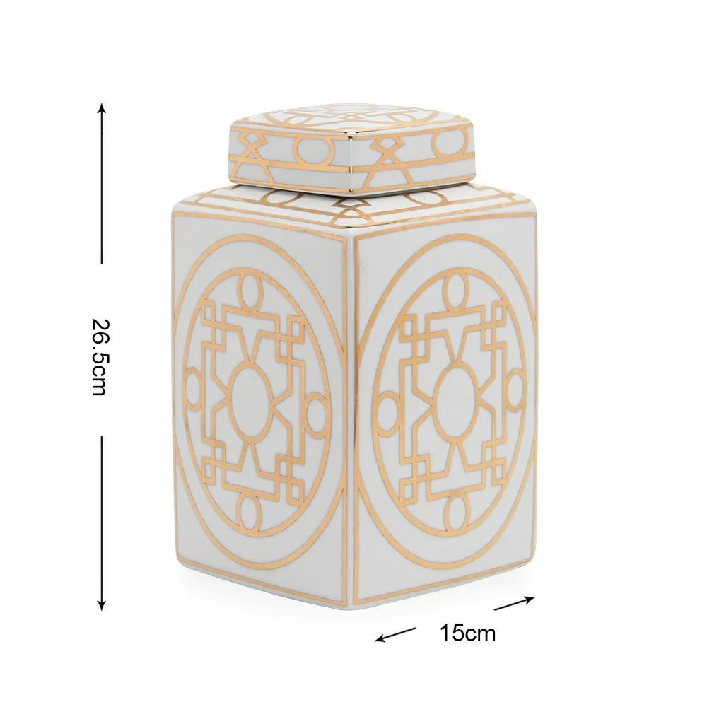 Gold Ceramic Cylinder Vase
