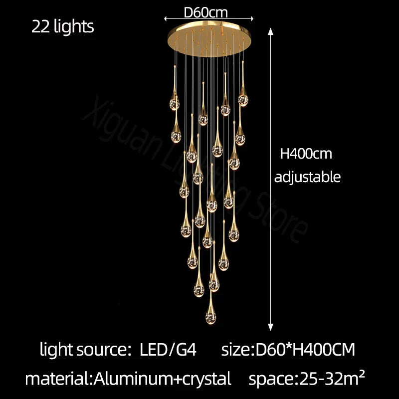 DecorBites™ Crystal Bubble Chandelier for Living, Dining, Bedroom - Modern Stairwell Design