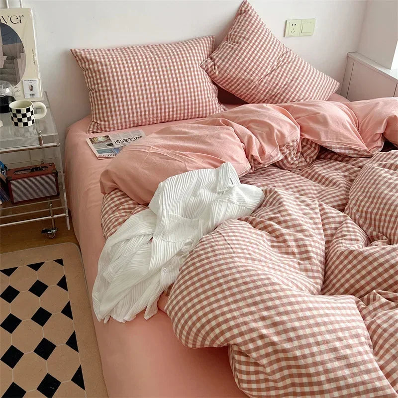 Decorbites™ Japanischer Stil Baumwollbedrucktes 4-teiliges Bettwäsche-Set mit beidseitigem Design