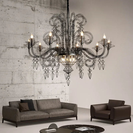 Decorbites™ Barock-Schwarze Kerzenleuchter-Pendant-Lampe für Schlafzimmer, Wohnzimmer & Restaurant