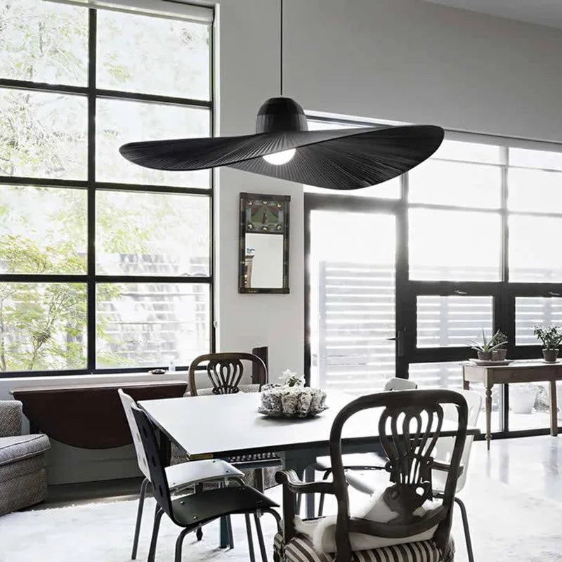 Decorbites™ Design-Stoff-Hut-Leuchter, Weiß & Schwarz LED-Pendant-Lampe für das Wohnzimmer