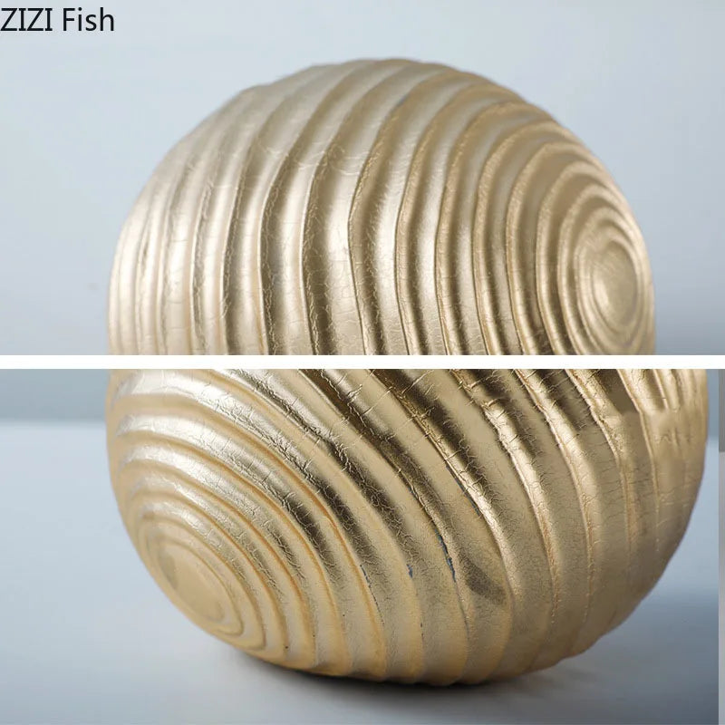 Decorbites™ Golden Wave Ball Desk Ornament, abstrakte Kunstskulptur für die Raumästhetik