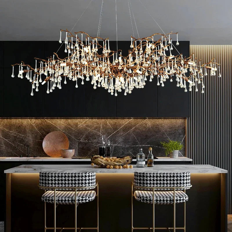 Gold Crystal Villa Chandelier 260x80x70cm