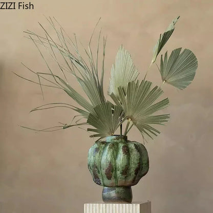 Decorbites™ Grünes Vintage Keramikvasen Blumenarrangement Tischdekoration Raumästhetik Deko
