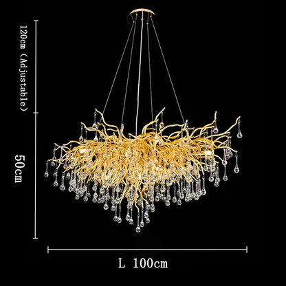 Decorbites™ Goldener Ast-Kristall-Lüster für modernes luxuriöses Wohnzimmer & Hotelfoyer-Dekor