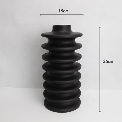 DecorBites™ Geometric Circle Spiral Black Resin Vase - Home Decor Flower Pot