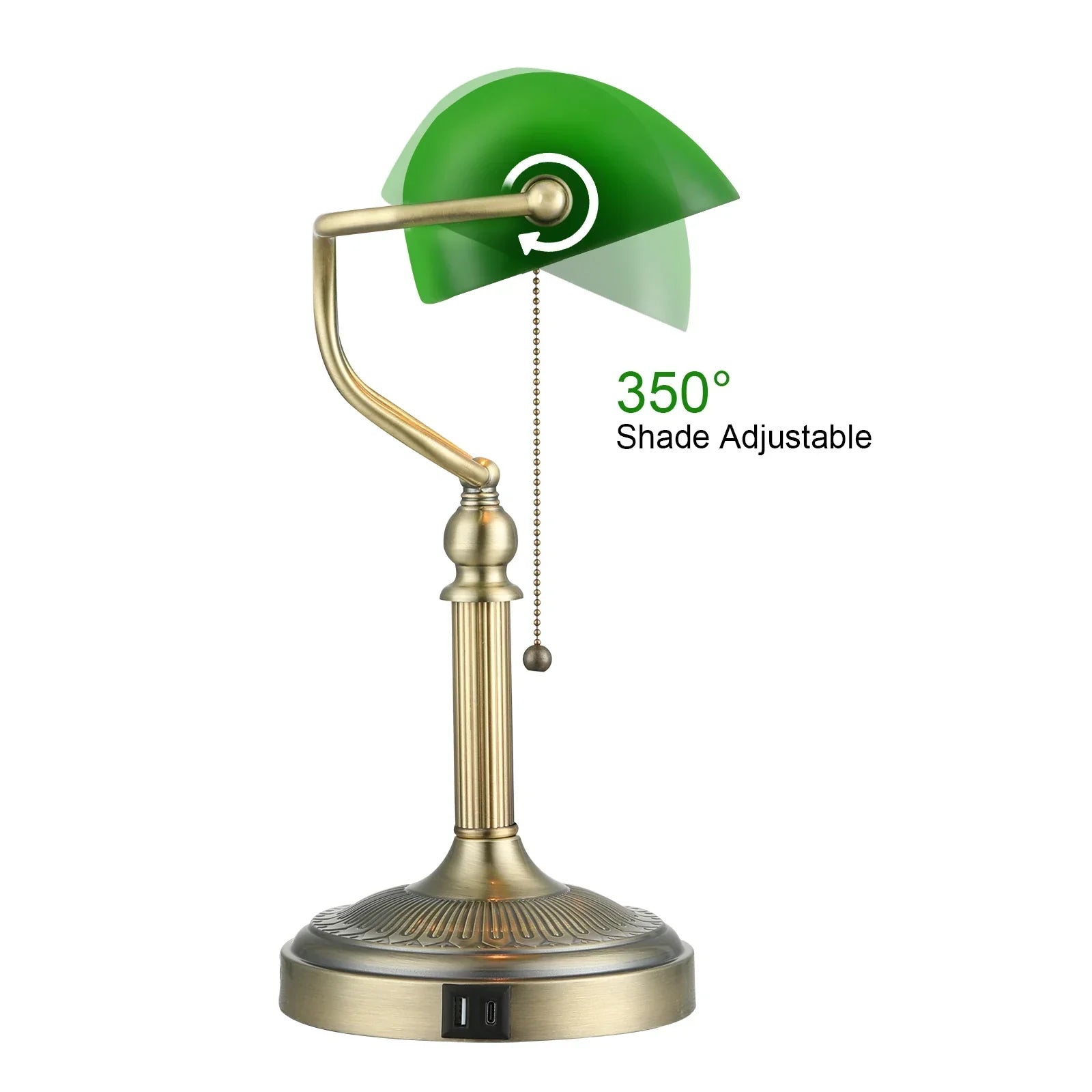 Green Glass Bankers Lamp
