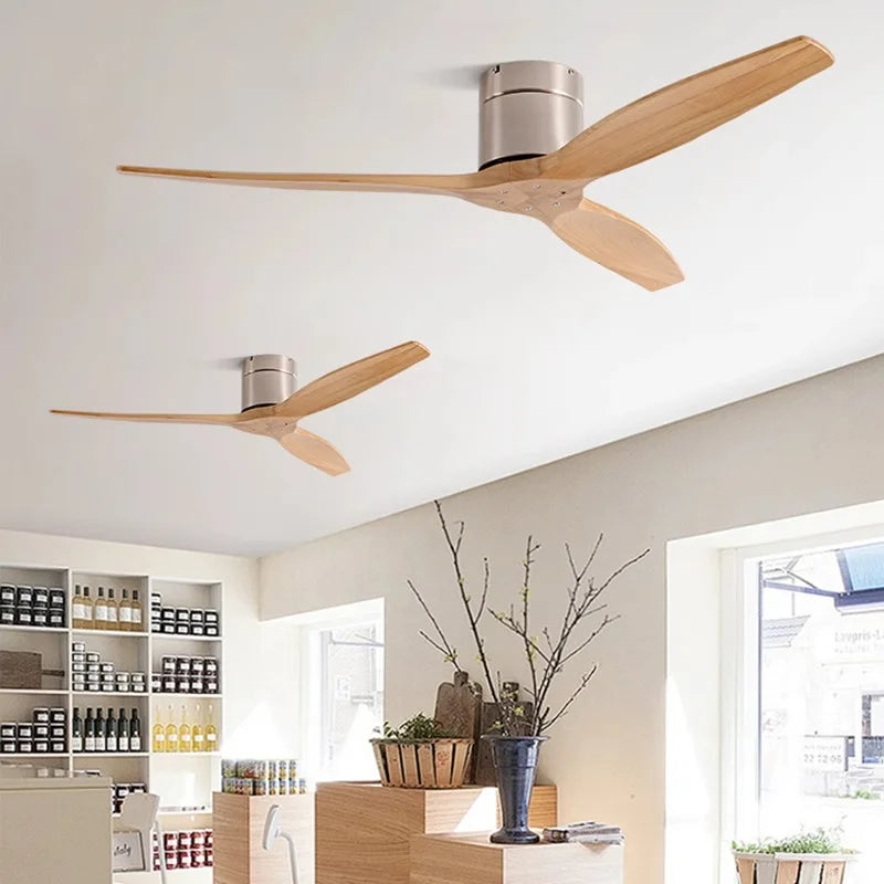 Decorbites™ 52-Zoll gebürsteter Luxus-Deckenventilator mit DC-Motor, 3 Holzschaufeln, Fernbedienung