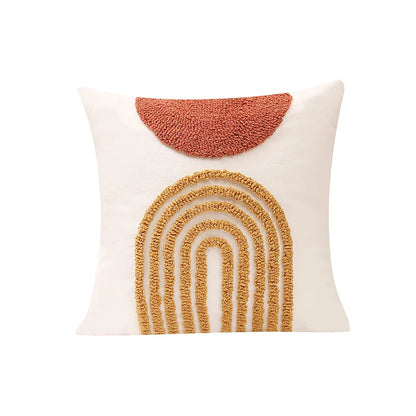 Decorbites™ Gematrisches Tufted Kissenbezug in verbranntem Orange Halbkreis für das Wohnzimmer