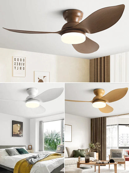 Decorbites™ 48" Schwarzer Deckenventilator mit niedrigem Bodenabstand, modernem Design und LED-Licht