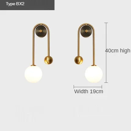 Decorbites™ Glas-Kugelleuchte LED-Wandlampe: Moderne runde goldene Eisenleuchte für Schlafzimmer, Wohnzimmer