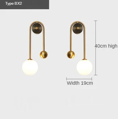 Decorbites™ Glas-Kugelleuchte LED-Wandlampe: Moderne runde goldene Eisenleuchte für Schlafzimmer, Wohnzimmer