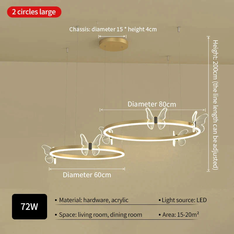 Gold Butterfly LED Chandelier For Bedroom