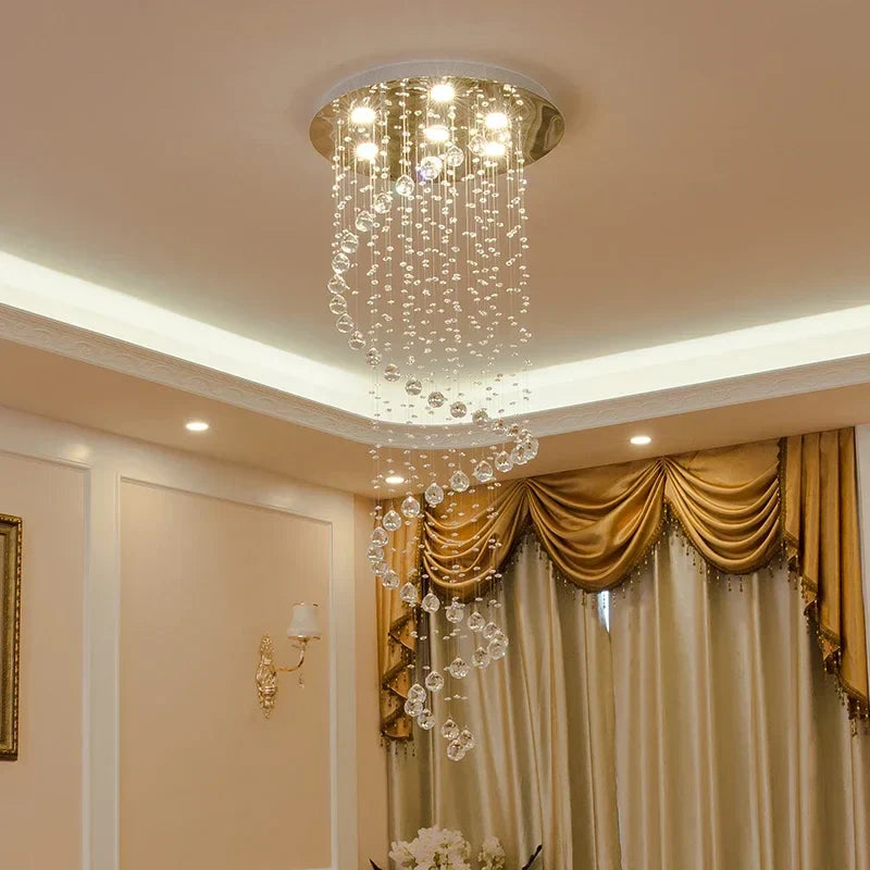 Decorbites™ K9-Kristall-Leuchter: LED-Lampe für Luxusvilla, Doppeltreppenaufgang im Wohnzimmer