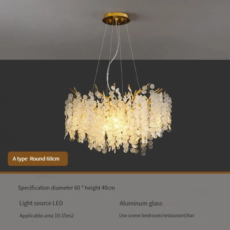 DecorBites™ Crystal LED Chandelier: Luxury Pendant Lamp for Home Decor