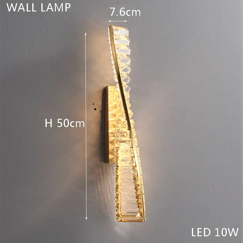 Gold Crystal Copper Ceiling Lamp