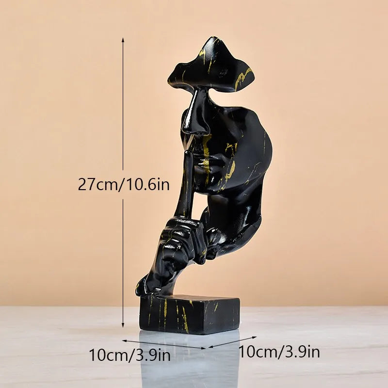 DecorBites™ 27cm Silence Golden Face Abstract Sculpture for Vintage Home Office Decor